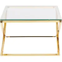 Beliani Couchtisch Gold aus Glas Edelstahl Quadratisch 70 x 70 cm Glänzend Glamour Stil Elegant Edel für Wohnzimmer