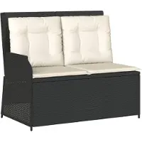 vidaXL Gartenbank Verstellbar mit Kissen Schwarz Poly Rattan
