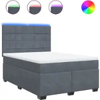 vidaXL Boxspringbett mit Matratze Dunkelgrau 160x200 cm Samt