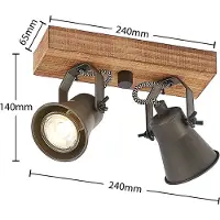 LINDBY Grandesa Deckenstrahler, zweiflammig , dimmbar, Holz dunkel, für Wohn- / Esszimmer, Holz, Vintage, Strahler