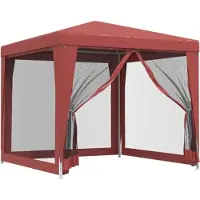 The Living Store Partyzelt mit 4 Mesh-Seitenwänden Rot 2,5x2,5 m HDPE