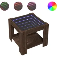 vidaXL LED-Couchtisch Braun Eichen-Optik 53x53x45 cm Holzwerkstoff