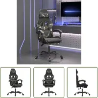 The Living Store Gamingstuhl mit Fußstütze Drehbar Schwarz Tarnfarben Kunstleder