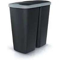 Prosperplast Abfallbehälter COMPACTA Q DUO, 45 l schwarz mit hellgrauem Deckel