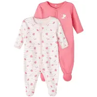 Name it 2er Pack Baby Strampler mit Print und Knöpfen in Rosa | Gr.: 74