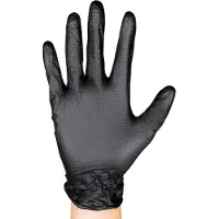 JBM Schwarze Einweg-nitrilhandschuhe 7.0mil Diamantstruktur 100 Einheiten