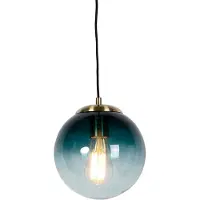 QAZQA Smarte Pendelleuchte Messing mit ozeanblauem Glas 20 cm inkl. WiFi ST64 - Pallon