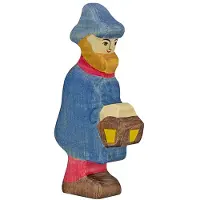 Holztiger Hirte mit Lampe