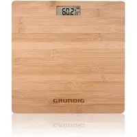 Grundig Personenwaage – Digitale Personenwaage aus Bambus – Körperwaage mit LCD Display – Digitalwaage bis 180 kg – Einheiten in kg, lb und st – 28x28 cm