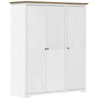 vidaXL Kleiderschrank BODO Weiß und Braun 146x53,5x173 cm Kiefernholz