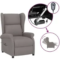 The Living Store Ohrensessel mit Liegefunktion Elektrisch Taupe Stoff