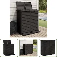The Living Store Outdoor-Mülltonne Schwarz 78x41x86 cm Polypropylen