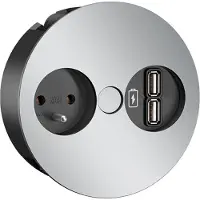 Bachmann TWIST 1xUTE 1xUSB Charger Chrom matt 0,2m GST18, chrom, 0,2 m