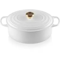 Le Creuset Bräter Signature Oval, 31Cm, WeissM. Gold-Knauf Gu