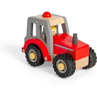 Bigjigs Toys Holztraktor Spielzeug rot - Mini Bauernhoffahrzeug