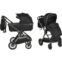 Cangaroo Kinderwagen Kombikinderwagen iClick Schwarz 2-in-1 Inkl. Adapter 110918