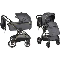 Cangaroo Kinderwagen Kombikinderwagen iClick Grau 2-in-1 Inkl. Adapter 110917