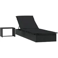 vidaXL Sonnenliege 1 Stk. mit Tisch Schwarz Poly Rattan