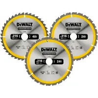 DeWalt DT1962-QZ 3-teiliges Kreissägeblatt-Set 216x30mm 2x24Zähne 1x40Zähne