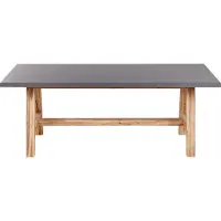 Beliani Gartentisch Grau u. Heller Holzfarbton Faserzement Tischplatte Rechteckig 200x100 cm mit Holzbeinen Indoor & Outdoor Garten Wohnzimmer