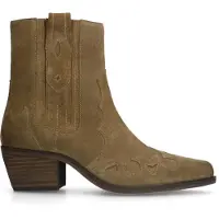 Manfield Taupefarbene Cowboystiefel aus Veloursleder | Größe 41