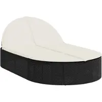 vidaXL Doppel-Sonnenliege mit Kissen Schwarz Poly Rattan