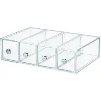 IDesign Schubladenschrank, Make-up Organizer, klein, 4 Schubladen, 6,6 x 17,7 x 25,2 cm, transparent, Kunststoff - | Drawers