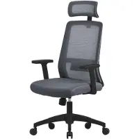 ML-Design Bürostuhl ergonomisch, Grau, aus Mesh, mit Verstellbarer Kopfstütze