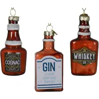 Décoris Christbaumschmuck Spirituosen Alkohol Glas 11 cm Braun 3er Set