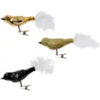 Décoris 3 Glasvögel auf Clip Christbaumschmuck & Weihnachtsbaumschmuck Vögel Weihnachtskugeln Weihnachtsbaum Mix gold schwarz