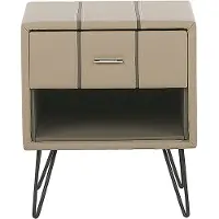 Beliani Nachttisch Beige Kunstleder mit Schublade und Fach Modern Minimalistisch Glamour Look Schlafzimmer