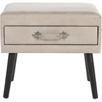 Beliani Nachttisch Beige Kunstleder Kiefernholz 46 x 50 x 35 cm Modern Lustig Koffer Optik Schlafzimmer