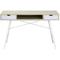 Beliani Schreibtisch Hellbraun mit Weiß 120 x 48 cm 2 Schubladen modernes Design