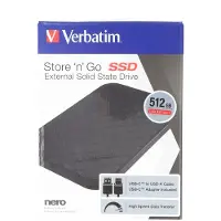 Verbatim Store 'n' Go Portable SSD USB 3.2 GEN 1 512 GB, 512 GB, USB Typ-C, 3.2 Gen 1 (3.1 Gen 1), Schwarz