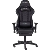 Beliani Bürostuhl Schwarz aus Kunstleder höhenverstellbar mit Fußstütze Gaming Stuhl Drehbar Modernes Innovatives Design