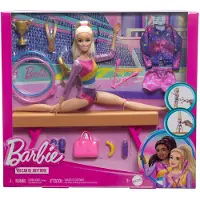 Barbie -Turnspaß-Spielset mit blonder Modepuppe, Schwebebalken, mehr als 10 Zubehörteilen und Drehfunktion, Modepuppe, Weiblich, 3 Jahr(e), Mädchen, 323,9 mm, 440 g