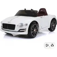 Vrooomy Bentley EXP12 Speed Kinder Elektroauto 12V (1–5 Jahre) – Offiziell Lizenziert, mit Fernbedienung, EVA-Reifen & Ledersitz – Kinder Elektrofahrzeug – Weiß