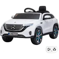Vrooomy Mercedes-Benz EQC400 Kinder Elektroauto 12V (1–6 Jahre) – Offiziell Lizenziert, mit Fernbedienung, EVA-Reifen & Ledersitz – Kinder Elektrofahrzeug – Weiß