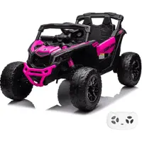 Vrooomy Can Am Maverick R Kinder Elektrofahrzeug 12V 4x4 (1–6 Jahre) – Offiziell Lizenziert Can-Am Buggy, mit 4 Motoren, 2.4G Fernbedienung, EVA-Reifen & Ledersitz – Kinder Elektroauto Rosa