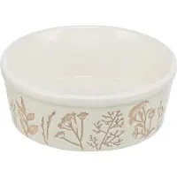 Trixie Voerbak / Drinkbak Hond Plantmotief Structuur Keramiek Wit / Taupe - 1,2 Ltr 20 Cm