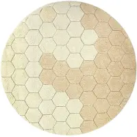Lorena Canals Waschbarer Teppich Rund Bienenwabe 140, Gold