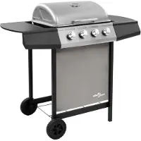 vidaXL Gasgrill mit 4 Brennern Schwarz und Silber gefärbt