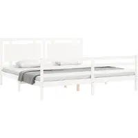 vidaXL Massivholzbett mit Kopfteil Weiß 200x200 cm