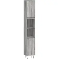 vidaXL Badschrank Grau Sonoma 30x30x190 cm Holzwerkstoff