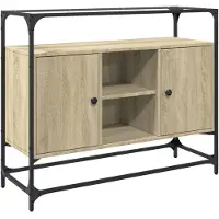 vidaXL Sideboard mit Glasplatte Sonoma-Eiche 98x35x81 cm Holzwerkstoff