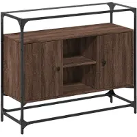 vidaXL Sideboard mit Glasplatte Braun Eiche 98x35x81 cm Holzwerkstoff