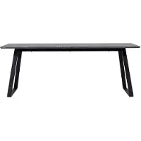 Ebuy24 Malaga Esstisch Marmor Nachbildung 90x200cm dunkel grau,schwarz.