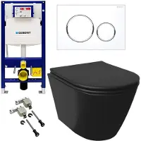 Alpenberger Wand WC für Bad und Gäste WC | Moderne Toiletten | Kloschüssel mit Toilettendeckel mit Absenkautomatik | Hänge WC Spülrandlos