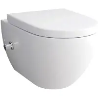 Alpenberger Wand WC mit Bidet Funktion | Dusch WC Kloschüssel & Toilettendeckel mit Absenkautomatik | Toilette Spülrandlos mit Armatur | Taharet WC Passend Geberit | Hänge WC Set mit Schallschutz