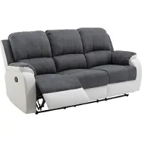 Vente-unique Couchgarnitur 3+2+1 - Mikrofaser & Kunstleder - Grau & Weiß - BRODY